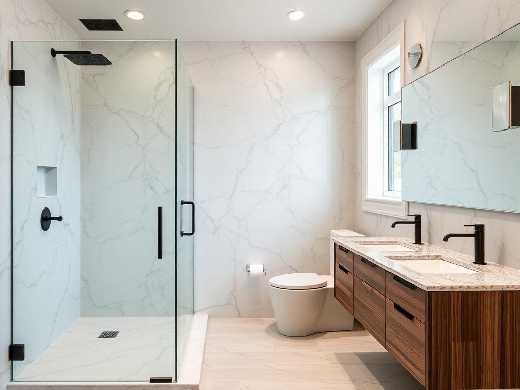 Luxurious modern bathroom after renovation