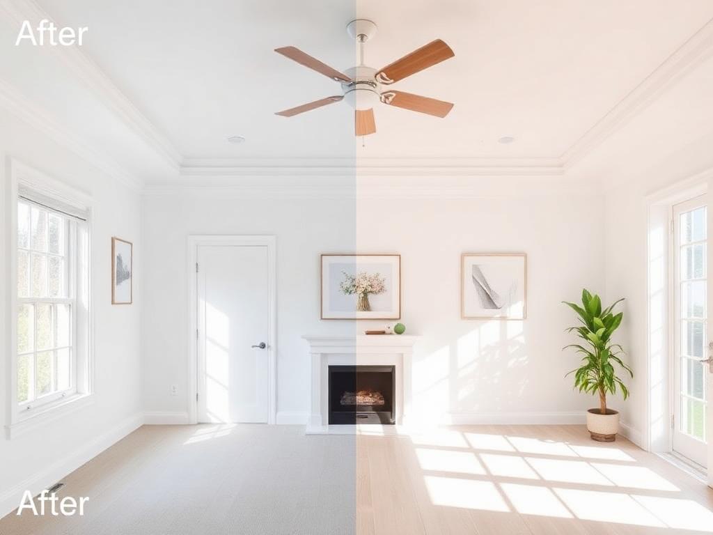 Fully restored living room after water damage repair