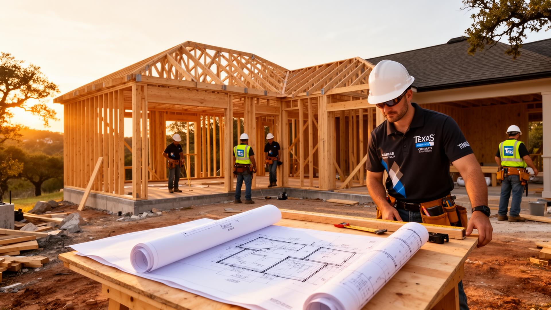 Crew framing a new luxury Texas home