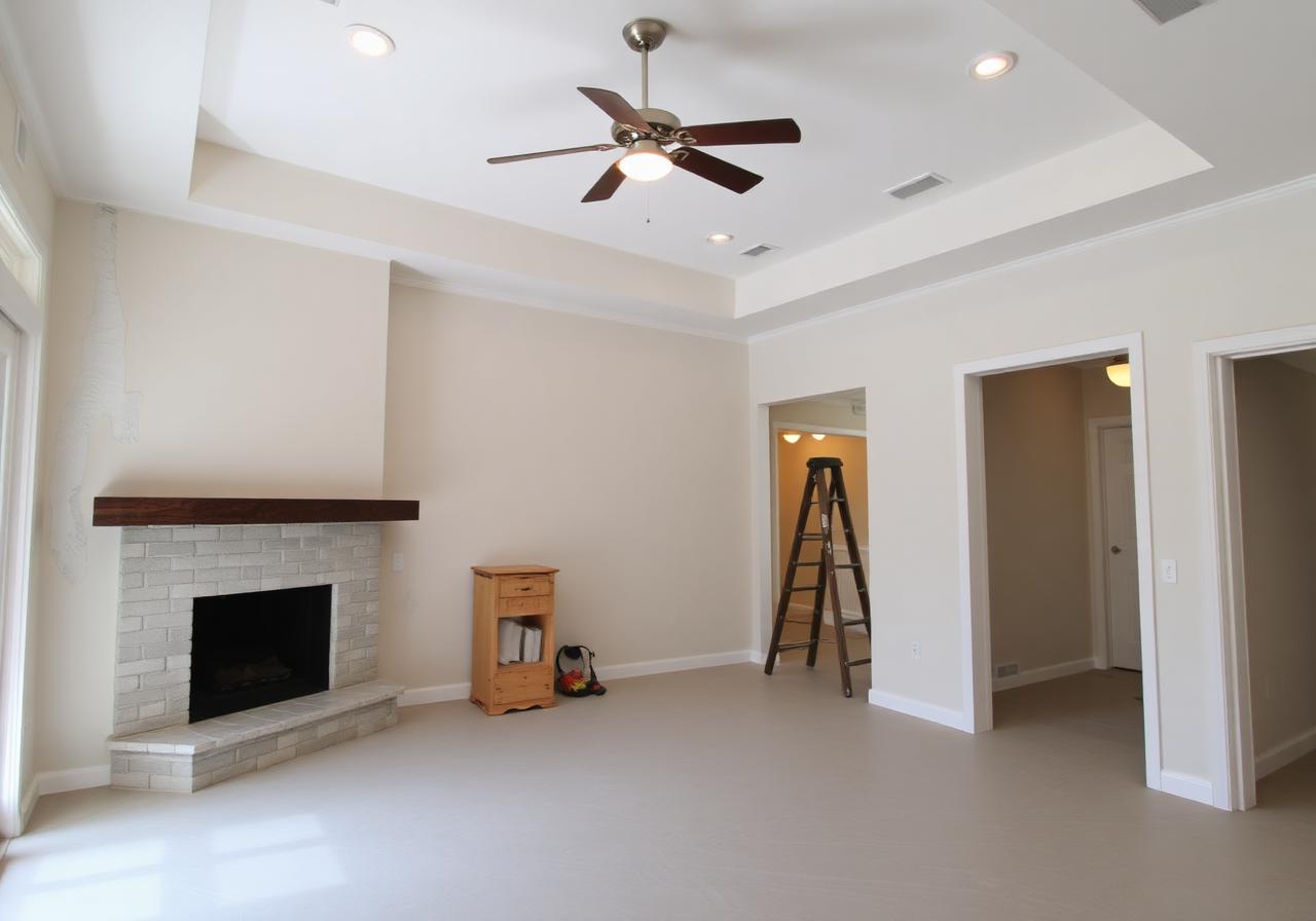 Restored interior after water damage reconstruction